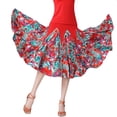 thumbnail image 2 of Falda de baile de salón para mujer, falda de práctica para baile latino, rumba, flamenco rojo, 2 of 6