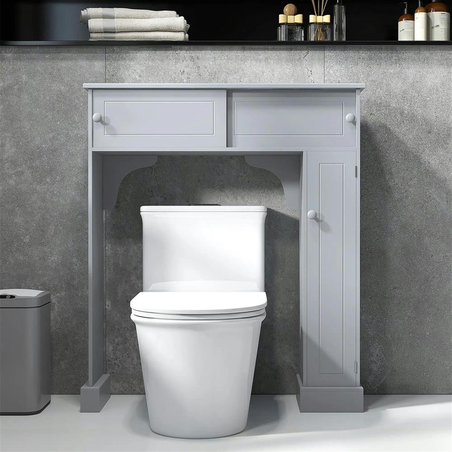 Demi Bonn 41" Over The Toilet Storage Cabinet with Adjustable Shelves, Bathroom Shelf Over Toilet Rack, Bathroom Storage Cabinet Organizer, Gray