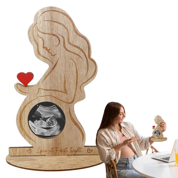 Ksruee Ultrasound Picture Frame Wood Sonogram Picture Frame Baby Keepsake Pregnancy Announcement Decoration for Living Room Bedroom Tables Desks noble