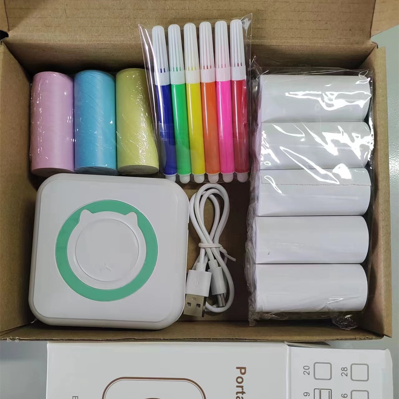 Mini Printer Portable, Pocket Thermal Printer with 13 Rolls Printing Paper, Wireless Instant Photo Printer Compatible with IOS Android for Picture Receipt Label Note QR Code Inkless Printing