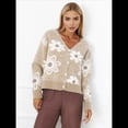 thumbnail image 4 of Cárdigan de Punto con Estampado Floral y Botones para Mujer, Cuello en V y Hombros Caídos Albaricoque XXL, 4 of 9