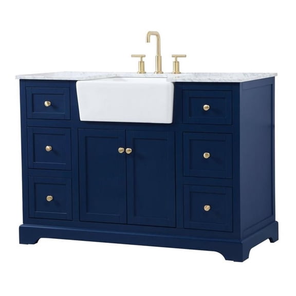 Elegant Decor Franklin 48" Aluminum and MDF Single Bathroom Vanity in Blue