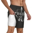 thumbnail image 2 of Kdxio Travel The World1 Print Men'S Swim Trunks With Compression Liner 7 Inch Inseam Quick Dry Swim Shorts, 2 of 7