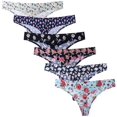 thumbnail image 1 of Femmes 6 Pack Strings Sans Couture Sous-Vêtements Soie Glacée Confortable GString Culotte, 1 of 7