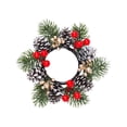thumbnail image 2 of Christmas Candle Ring Artificial Leaves Wreath Mini Candle Holder Garland Table Centerpiece Decor Mantel Shelf Home Decoration Holiday Party Winter Ornament Festive Dining Accent, 2 of 6