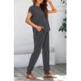 thumbnail image 5 of BTFBM Women's Two Piece Tracksuit Outfits Summer Short Sleeve Tops Long Pants Jogger Lounge Matching Sets Sweatsuit, 5 of 7