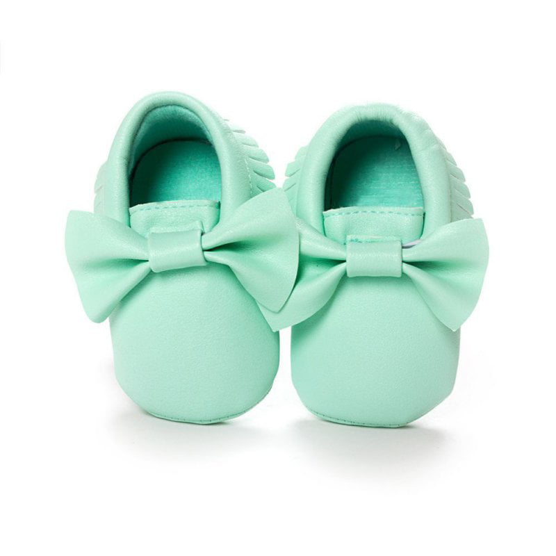 Leather Infant Kids Girl Soft Sole Crib Shoes Bowknot Slip-on Shoes Comfortable 
