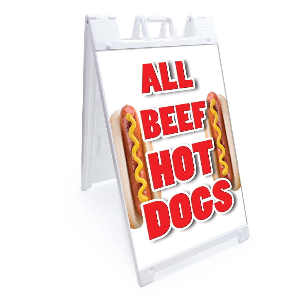 Aframe Sidewalk All Beef Hot Dogs Sign With Graphics On Each Side 18