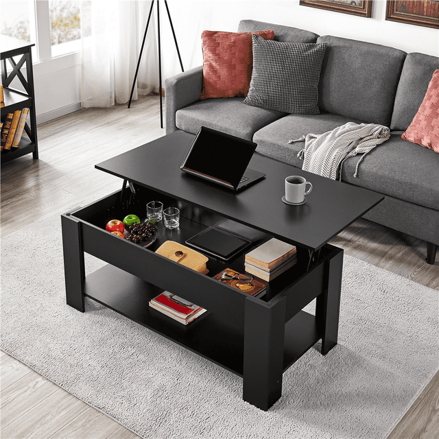 Yaheetech Lift Top Coffee Table w/Hidden Compartment & Open Shelf