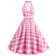 thumbnail image 1 of Puntoco Vestidos Mujer Verano Moda Mujer Corte Contraste Cuello Alto Cuadros Vestido Grande, 1 of 6
