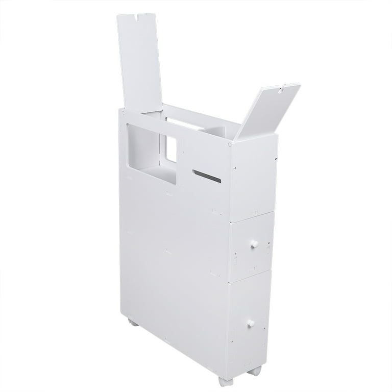 White Bathroom Cabinet 6” x 20.5” x 28” Portable Narrow Bathroom Side Storage  Cabinet