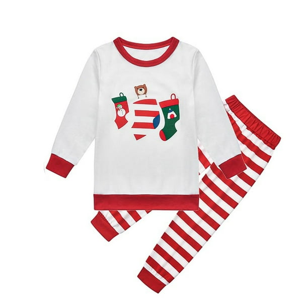 Conjuntos familiares a juego Top estampado casual de Navidad con trajes inferiores Ropa para el hogar Fridja nalpqowj412