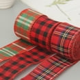 thumbnail image 5 of CreativeArrowy Christmas Wired Edge Ribbons Buffalo Plaid Wrapping Ribbon Red Green Burlap Ribbon 20ft*2in Rustic Wired Craft Ribbon for Xmas Present DIY Wrapping Holiday Home Wreath Xmas Tree Decor, 5 of 12