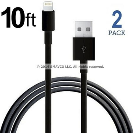Pack - SMAVCO 10ft 8 Pin Lightning to USB Sync Data Charger USB Cable 