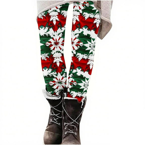 GuangCheng Womens Christmas Print Leggings High Waisted Novelty Stretchy Tights Yoga Pants Plus Size Tummy Control Workout Leggings