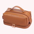 thumbnail image 5 of Bolso cosmético de cuero PU con cremallera doble, de maquillaje, moda Simple para gimnasio y Fitness, 5 of 5