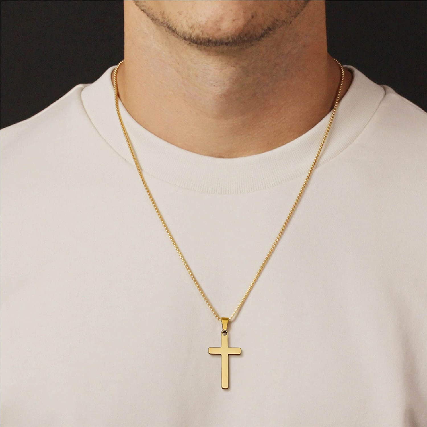 Gold Cross Pendant Necklace for Men 