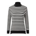 thumbnail image 1 of Fgnfyis Chandails Thermiques à Rayures pour Femmes à Manches Longues et Col Roulé Demi-Épais Intégré Automne Hiver Noir, 1 of 7