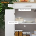 thumbnail image 3 of Knubmt Wood Top Kitchen Cart with Drawer and Cabinet and Towel Rack, Rolling Kitchen Island for Dining Room, Bar, Kitchen, White, 3 of 10