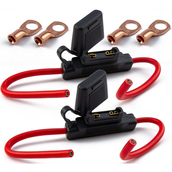 VANSIHO 2 portafusibles impermeables en línea de calibre 8 AWG para fusible MAXI con 4 terminales de cable UL de 8 AWG de 3/8 pulgadas (8 AWG)