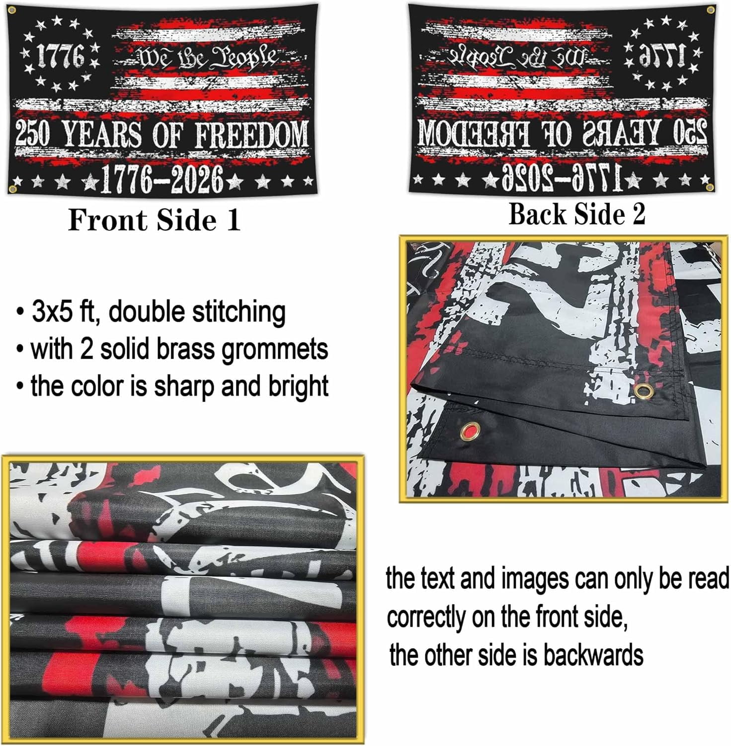 250 Years American Anniversary Flag Betsy Ross 250th Anniversary USA Flag 4th of July We The People 1776 Patriotic American Flags for Outside 3x5 Outdoor Yard Decorations