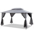 thumbnail image 6 of Patio Gazebo, 10 x 13 FT Gazebo Tent with Double Roof, Outdoor Canopy Tent with Mosquito Netting, Canopy for Shade and Rain, Gazebo Shelter for Lawn, Yard, Deck, Garden, Gray, D7945, 6 of 6