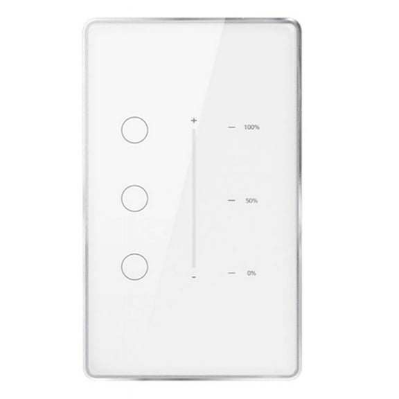 Tuya Zigbee 3 Gang Dimmer Light Switch Tuya/Smart Life APP Remote Control US EU Standard Switch Percentage Control(B) Plastic Metal White