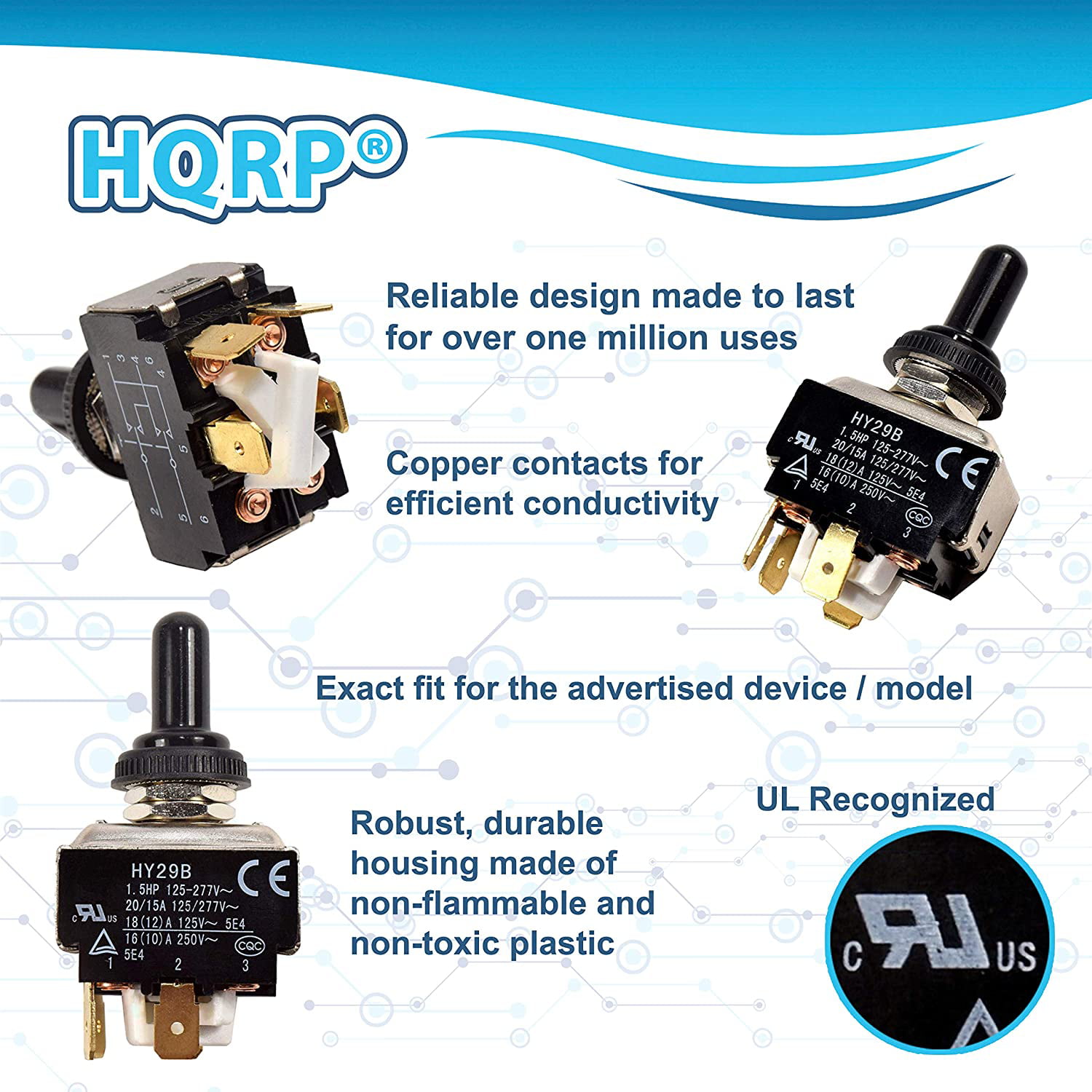 HQRP Coaster HQRP Toggle Switch for Ultra-Fab UF38-944014 UF38-944016 UF38-944017 A-Frame Electric Trailer Tongue Jacks 38-75-1037