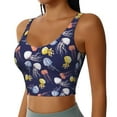 thumbnail image 2 of Fotbe Colorful Jellyfish Pattern Womens' Sports Bra Longline Wirefree Padded with Medium Support Sports Moisture-Wicking Workou Vest,Tank Top-, 2 of 7
