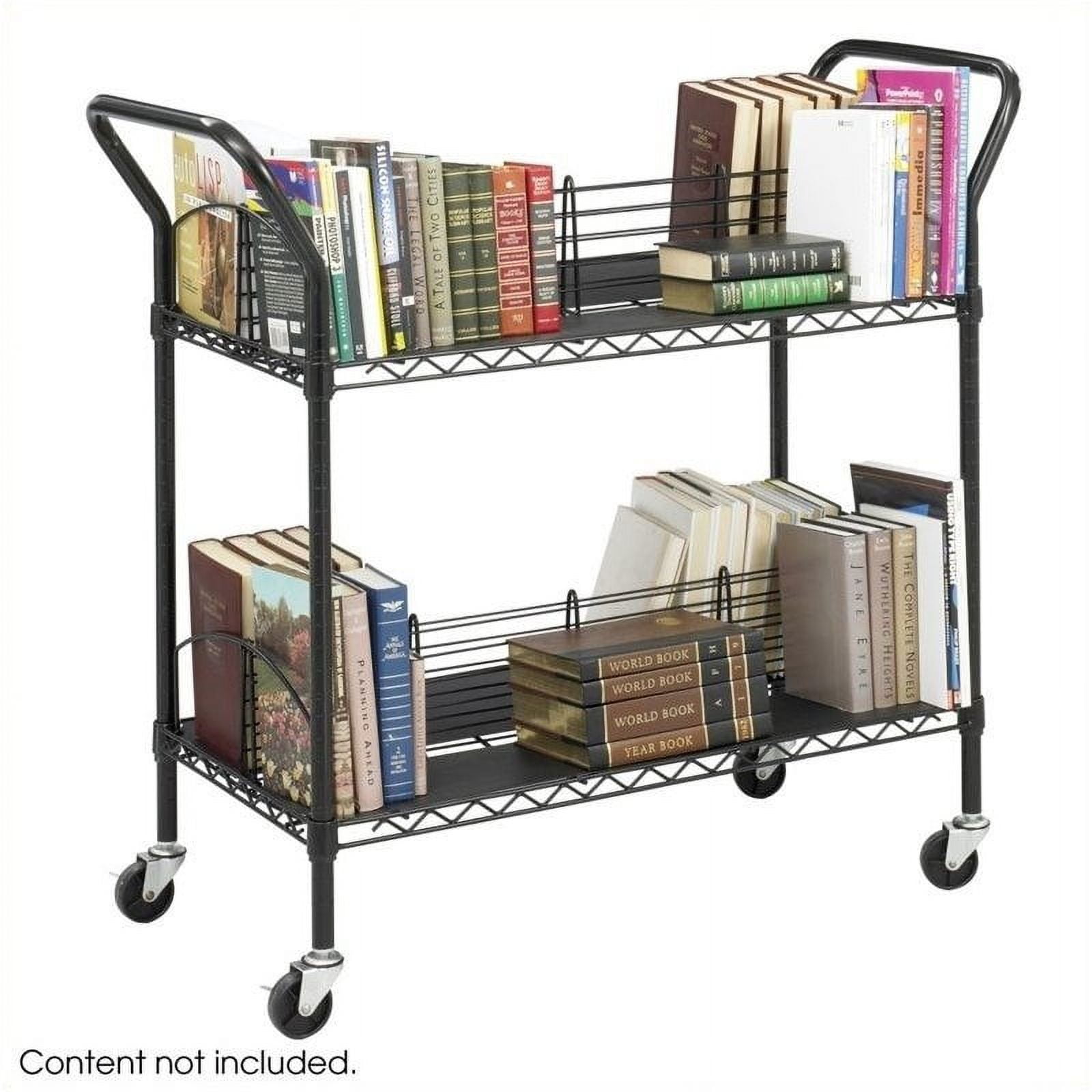 Safco Wire Stainless Steel Mobile Book Cart in Black