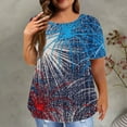 thumbnail image 2 of Levmjia Women's Plus Size T-Shirt, Patriotic American Flag Fireworks Print Short Sleeve Crewneck Top, Casual USA Summer Independence Day Graphic Tee for Ladies, 2 of 6