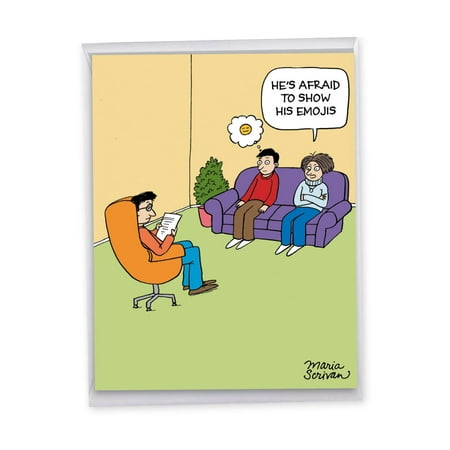 J4011ANG Funny Anniversary Card 'Emoji Counselor' with Envelope by NobleWorks