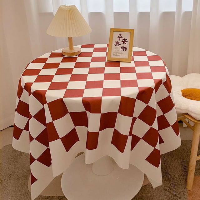 Nvzi checkerboard tablecloth high-end desk decoration tablecloth tea table tablecloth pad decoration (red, 90 * 60cm)
