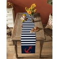 thumbnail image 5 of Table Runner Dresser Scarves 108 Inch Long, Marine Nautical Theme Red Anchor Linen Dining Table Runners Dark Navy Blue and White Stripes Tabletop Scarf for Wedding Holiday Party Kitchen, 5 of 7
