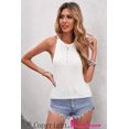thumbnail image 3 of ABPHQTO Camiseta sin mangas halter recortada de canalé blanca para mujer, 3 of 5