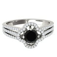 thumbnail image 2 of Aonejewelry 1 Ct. Ttw Glitzy Halo Black Diamond Wedding Engagement Ring In 14k Solid White Gold, 2 of 4