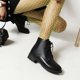 thumbnail image 5 of NECHOLOGY Botas Mujer Adulto Femenino Zapatos Botines para mujer Botines de moda con cordones negros impermeables de PU de tacón bajo para mujer de otoño e invierno 2022 (Black, 8), 5 of 7