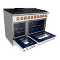 thumbnail image 6 of Akicon 48" Slide-in Freestanding Professional Style Gas Range with 6.7 Cu. Ft. Oven, 8 Burners, Convection Fan, Cast Iron Grates. White & Copper, 6 of 10