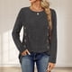 thumbnail image 4 of Blusa Mangas Largas Camisa Top Mujer Básico Ajuste Holgado Cuello Redondo Traje Diario Simple Kuymtek Gris oscuro T M para Mujer, 4 of 6