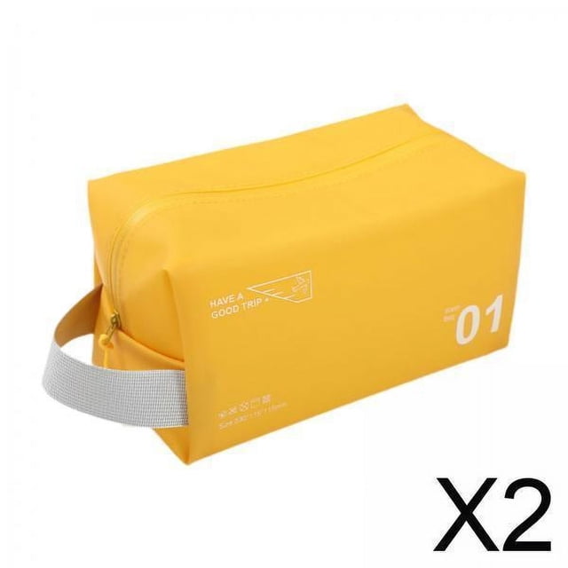 2x Bolsa De Aseo De Viaje Bolsa De Almacenamiento Portátil Con Asa Bolsa De Baño Bolsa De Maquillaje Amarillo