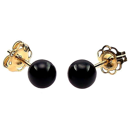 onyx 4mm 14k stud earrings ball yellow natural gold