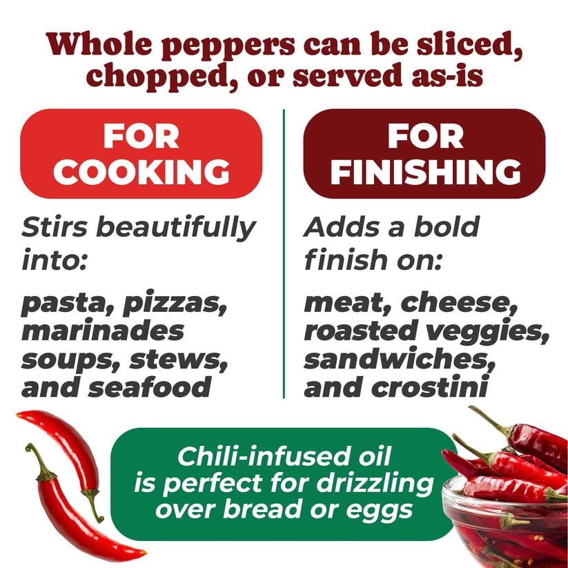 Food To Live Whole Long Calabrian Hot Chili Peppers in Oil, 280 gr – Spicy and Savory Italian Gourmet Seasoning for Pizza, Pasta and Rice. Vegan (Pack of 3)