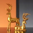 thumbnail image 3 of VONKY 2x Deer Figurines Sculpture Animal Statue for Tabletop Bookcase Decoration Exquisite and Stylish Gold 1Set, 3 of 6