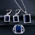 thumbnail image 6 of Square Cubic Zirconia Necklace Earrings Ring Silver Plated Green CZ Jewelry Set, 6 of 8
