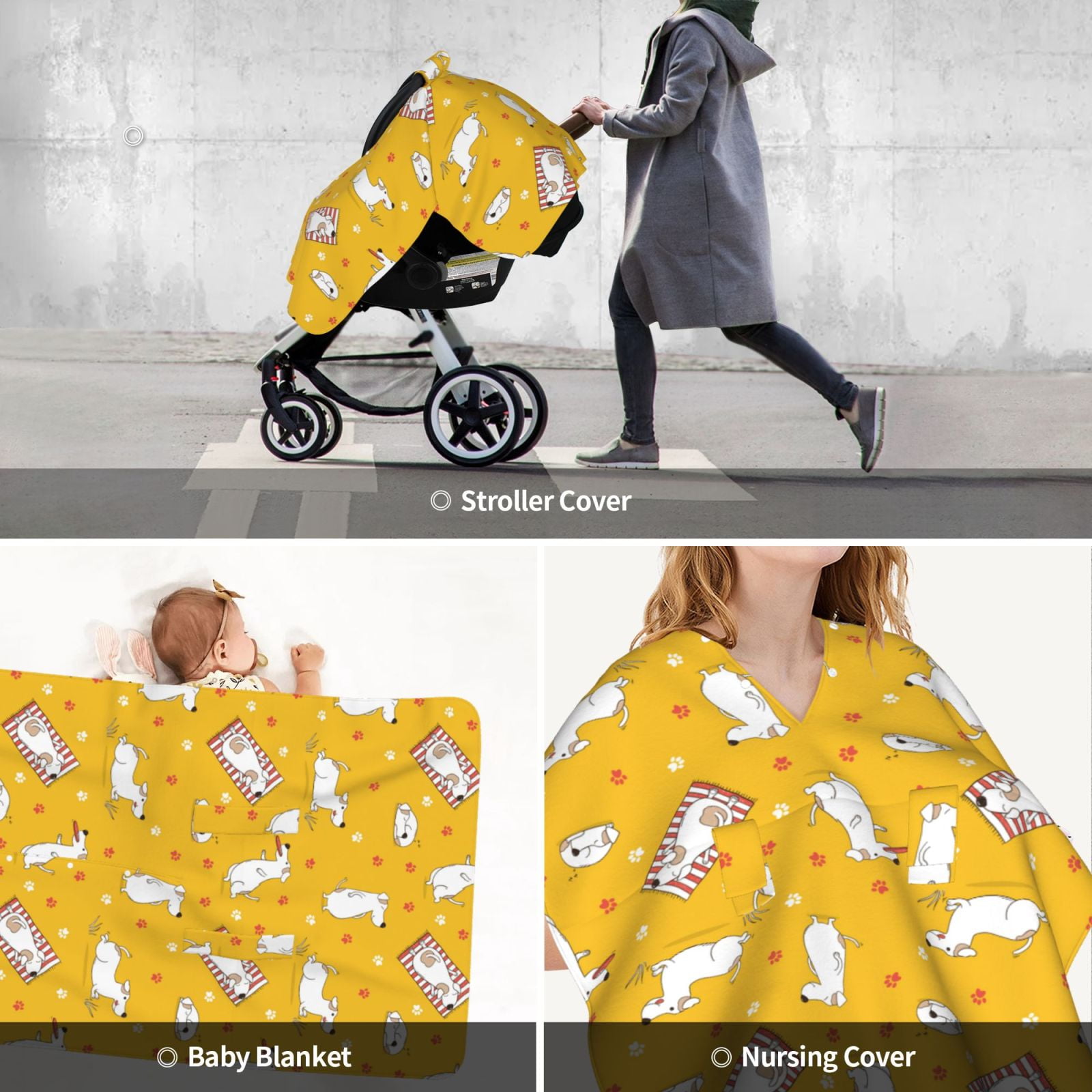 Car Seat Cover Baby - sleep Dog sport Puppy Breathable Infant Car Seat Cover for Baby Carseat, Lightweight Comfort Baby Essentials Must Haves Newborn Stuff for Girl Boy