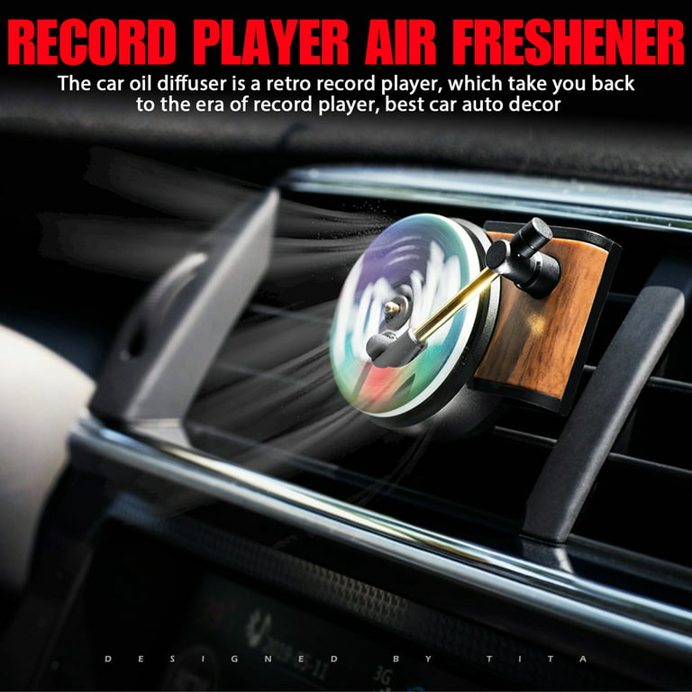 2 Pieces Car Air Freshener, Car Fragrance Diffusers Clips in Retro Style  Record Player Design, 12 Pieces Aromatherapy Tablets Replacement Pads
