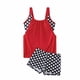 thumbnail image 2 of Trajes de baño Amzcrzy Tankini para mujer, trajes de baño, traje de baño de color sólido con cintura alta dividida para mujer, traje de baño de bikini conservador y de moda, rojo, M, 2 of 3