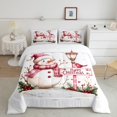 thumbnail image 2 of Feelyou Kawaii Pink Snowman 01, Winter Snowflake Twin Comforter Sets, Happy Christmas Holiday Reversible Bedding Set, Lightweight Room Decor, 2pcs, 2 of 8