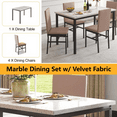 thumbnail image 3 of 5 Piece Rectangle Dining Table Set for Small Space, Modern Faux Marble Tabletop and 4 Velvet Chairs, Compact Kitchen Table Set for Home, Breakfast Nook, Cafeteria Dining Room, 3 of 8