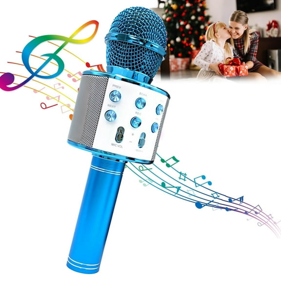 Bluetooth Wireless Karaoke Microphone for Kids, Birthday Christmas Birthday Gifts Toy for 7 8 9 10 11 12 13 14 Years Old Boys Girl (Blue)